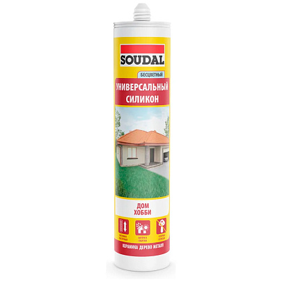  Герметик унивесальный силиконовый бесцветный Soudal 280мл. 