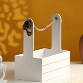 Кашпо деревянное 25.5х15х30 см "Аром" ручка канат белое 5309166 Кашпо деревянное 25.5х15х30 см "Аром" ручка канат белое 5309166