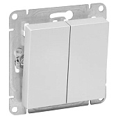 Выключатель встраиваемый 2 клавиши, цвет алюминий, EKF Эпика Выключатель встраиваемый 2 клавиши, цвет алюминий, EKF Эпика