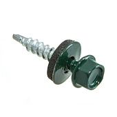 Саморезы кровельные 4,8х28мм, 60шт, RAL 6005 зеленый мох Саморезы кровельные 4,8х28мм, 60шт, RAL 6005 зеленый мох