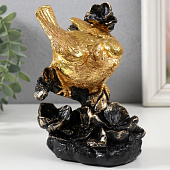  Сувенир Золотая птичка в цветах, 10х6х15 см, полистоун, 9892531 