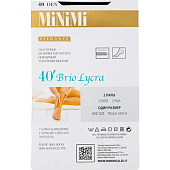  Носки женские MINIMI Brio 40 Lycra, 2 пары, цвет Nero, размер единый 