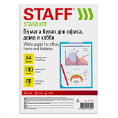  Бумага А4 белая 80г/м2, 100л, STAFF СТАНДАРТ Россия, 146% (CIE), 115351 