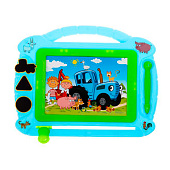 Доска для рисования ИГРАЕМ ВМЕСТЕ Синий трактор, магнитная 20х15см ч/б поле Доска для рисования ИГРАЕМ ВМЕСТЕ Синий трактор, магнитная 20х15см ч/б поле