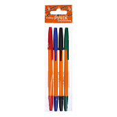  Набор ручек шариковых 4 цвета, стержень 0,7мм,синий,красный,черный,зеленый,корпус оранжевый  5477643 