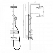  Душевой смеситель с верхней лейкой Тропический дождь и 3 режимной лейкой хром RS29-45 Rossinka 