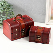 Набор шкатулок для украшений дерево Ромб 2 шт коричнево-красная 9932831 Набор шкатулок для украшений дерево Ромб 2 шт коричнево-красная 9932831