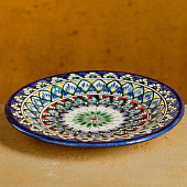  Тарелка Риштанская Керамика "Цветы", синяя, 17 см 1573764 