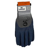  Перчатки акриловые с латексным покрытием, Зима, р. 10, LADONI, синий, серый 