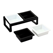 Миски с подставкой КВАРТЕТ пластиковые двойные (+ 2 миски в подарок), 2х0,38л 10924537
