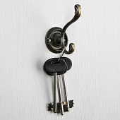 Крючок мебельный KM212AB, двухрожковый, цвет бронза 1866218 Крючок мебельный KM212AB, двухрожковый, цвет бронза 1866218