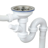 Сифон для мойки WIRQUIN 3 1/2"х40 гибкая труба 800мм 40/50 с отвод для стир маш 30987091