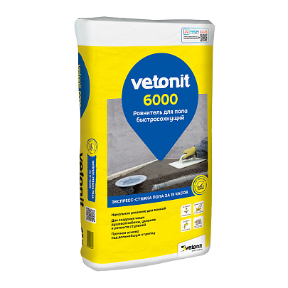  Ровнитель для пола 6000 быстротвердеющий (25кг) /Vetonit 