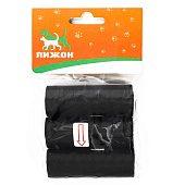  Пакеты для уборки за собаками однотонные (3 рулона по 15 пакетов 29х21 см), чёрные 7110501 