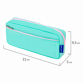  Пенал мягкий BRAUBERG PASTEL, 2 отделения, мятный, 21х9,5х5 см, 272275 