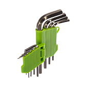  Набор ключей имбусовых HEX, 1,5–10 мм, 45x, закаленные, 9 шт., короткие, никель// Сибртех 
