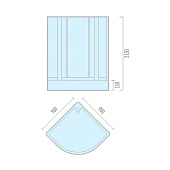 Душевая кабина 90х90х215 1/4 круга низкий поддон тонированное стекло 4мм + радио 8090H ODA Душевая кабина 90х90х215 1/4 круга низкий поддон тонированное стекло 4мм + радио 8090H ODA