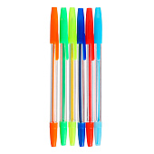  Набор ручек шариковых 6 цветов корпус прозрачный с цветными колпачками, 641078 