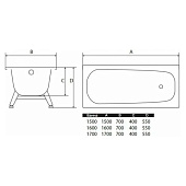 Ванна стальная 160x70х40 с ножками А-60001 Antika Ванна стальная 160x70х40 с ножками А-60001 Antika