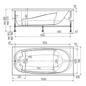  Ванна акриловая OVIVA Base 1500х700х400 с усиленным каркасом и экраном 