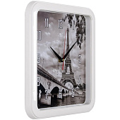  Часы настенные Эйфелева башня  Рубин, 29х29см,  квадрат, белый, 7667-69 (10) 