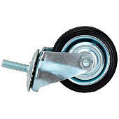 Колесо промышленное поворот. D75-40кг, оцинк сталь с резин шиной и роликоподшип., с резьб. М10 - накл. Колесо промышленное поворот. D75-40кг, оцинк сталь с резин шиной и роликоподшип., с резьб. М10 - накл.