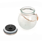  Фонарь садовый 14х12см стекло 20 microLED подвесной солнечная батарея, теплый белый арт.2024-6148 