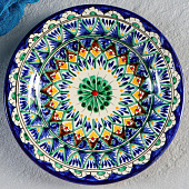  Тарелка Риштанская Керамика "Цветы", синяя, 17 см 1573764 