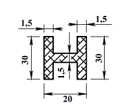  Алюминиевый двутавр 30х20х30х1,5мм 2м 