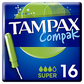Тампоны TAMPAX Compak Super Duo 16шт Препаков. Коробка