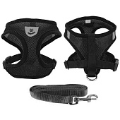  Шлейка с поводком Sweet puppy, 118 см, размер L, черный, 511-071 