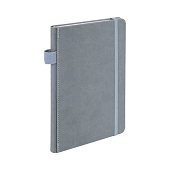 Блокнот А5 135x212мм BRAUBERG Edge, под кожу, резинка, держатель, 80л, клетка, серый, 117146 