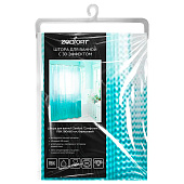  Штора для ванной Симфония 3D ПВХ 180х180см 12 колец бирюзовый /104210 Zenfort 