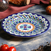  Тарелка Риштанская Керамика "Цветы", синяя, 17 см 2870578 