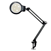 Светильник настольный LED 8Вт Леда струбцина+пантограф линза 2D черный Светильник настольный LED 8Вт Леда струбцина+пантограф линза 2D черный