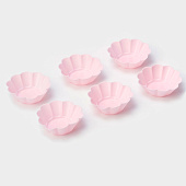  Формы для кексов «Ромашки» силикон  розовые (уп.6 шт) 