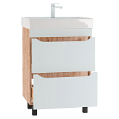 Тумба Bruno белый матовый с двумя ящиками (под раковины Como/Енисей 60) DBr2903T Домино Тумба Bruno белый матовый с двумя ящиками (под раковины Como/Енисей 60) DBr2903T Домино
