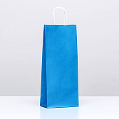 Пакет под бутылку крафтовый Лазурный, 14х8х32 см, 6880425 Пакет под бутылку крафтовый Лазурный, 14х8х32 см, 6880425