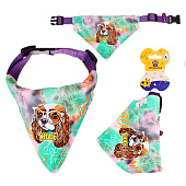  Ошейник с банданой и колокольчиком для кошек и собак мелких пород Стильный Бро, зеленый, р. M, 653-326 