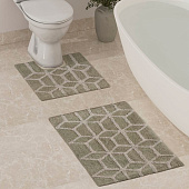  Набор ковриков для ванны и туалета 50х80 и 40х45 Лабиринт серый хлопок 