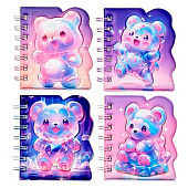  Блокнот 105х92 мм 80 л Нео Мишка, линованный внутренний блок, мягкая объемная обложка, 4 дизайна, M-3173 