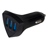 USB автомобильное зарядное устройство SKYWAY 3 порта треугольный  черный
