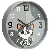 Часы настенные круг d=19,5см, корпус серый " Котик" Часы настенные круг d=19,5см, корпус серый " Котик"