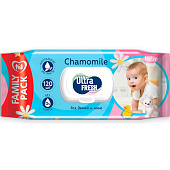 Влажные салфетки детские Ultra Fresh Baby 120шт с клапаном Влажные салфетки детские Ultra Fresh Baby 120шт с клапаном