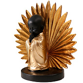  Сувенир полистоун "Маленький хотей - молитва. Пальмовый лист" золото и чёрный 18х9х18 см   10323436 