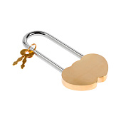Замок навесной сувенирный сердечко Аллюр, латунь/золото Замок навесной сувенирный сердечко Аллюр, латунь/золото