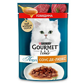  Влажный корм для кошек GOURMET PERL Говядина Соус 75г 