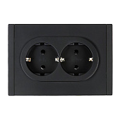  Розетка двойная встраиваемая с заземлением, цвет черный, IEK FORTE&PIANO 