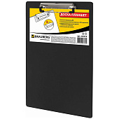  Доска-планшет BRAUBERG NUMBER ONE А4, с прижимом, картон/ПВХ, черная, 232216 