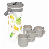 Набор: кувшин, пластик, 2л "Летний зной", кружки 300мл 728-097 Набор: кувшин, пластик, 2л "Летний зной", кружки 300мл 728-097